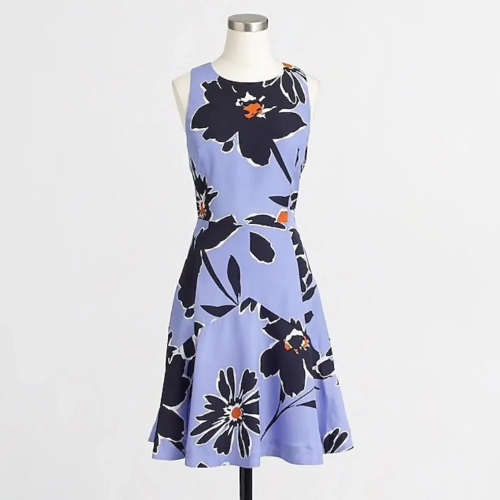J crew | purple floral fit and flare dress - Picture 1 of 13